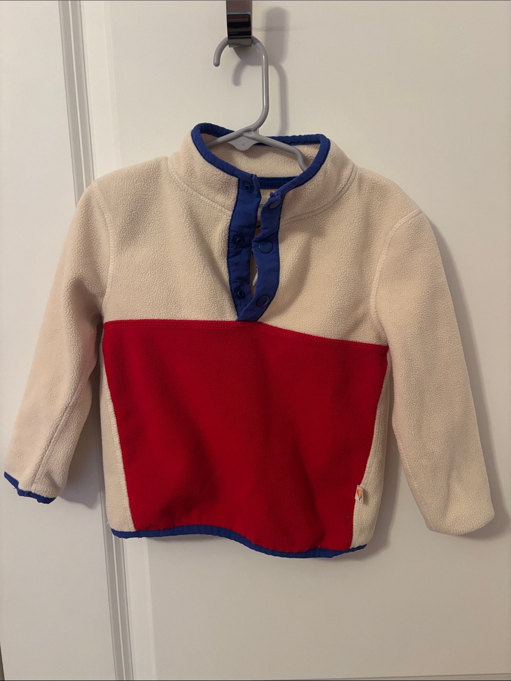 Kids Colorblock Fleece Pullover - Cream, Red & Blue